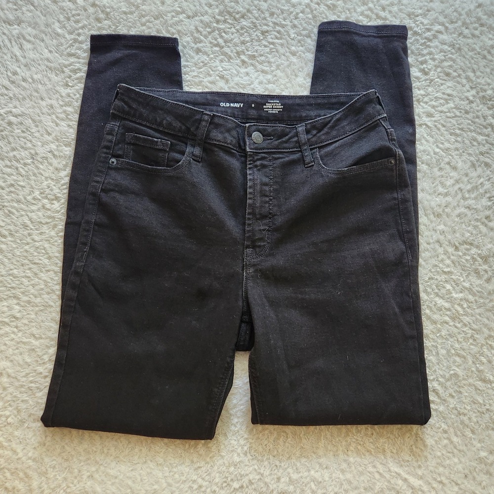 Old Navy Rockstar Super Skinny High Rise Black Jeans Womens Size 8